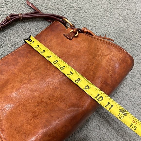 Dooney & Burke | Brown Leather Tassel Shoulder Bag Zip Closure - Picture 12 of 13